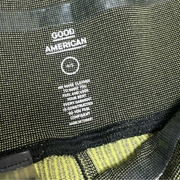 Good American Size 4/5 High Rise Legging Black Green Striped Ribbed. - Picture 4 of 8